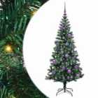 vidaXL Artificial Pre-lit Christmas Tree with Lilac Balls Green 150 cm PVC and Metal