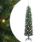 vidaXL Artificial Christmas Tree with 300 LEDs, White Balls with Stand Green 180 x 48 cm