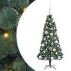vidaXL Artificial Pre-lit Christmas Tree with Silver Ball Set Green 120 cm