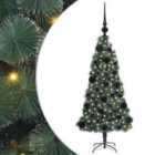 vidaXL Artificial Pre-lit Christmas Tree with LEDs Black Ball Set Green 120 cm