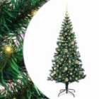 vidaXL Artificial Pre-lit Christmas Tree with Gold Balls Green 150 cm PVC and Metal