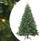 vidaXL Artificial Christmas Tree with 300 LEDs and Blue Balls Green 210 cm PE and PVC