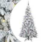 vidaXL Artificial Hinged Christmas Tree with Lilac Balls Snow Flocked Green 210 cm PE and PVC