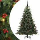 vidaXL Artificial Christmas Tree with LED Strip Lights, Black Balls Green 180 cm