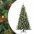 vidaXL Artificial Hinged Christmas Tree with White Balls Green 180 cm PE and PVC