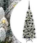 vidaXL Artificial Christmas Tree with 150 LEDs, Black Balls White 53 x 53 x 120 cm