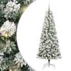 vidaXL Artificial Hinged Christmas Tree with White Balls Green and white 210 cm