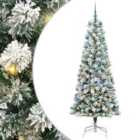 vidaXL Artificial Hinged Christmas Tree with Blue Balls Green and white 210 cm