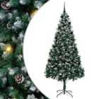 vidaXL Artificial Christmas Tree with 300 LEDs, 120 Black Balls with Stand Green 210 cm