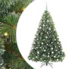 vidaXL Artificial Christmas Tree with 300 LEDs, White Balls Green 180 cm PE and PVC