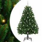 vidaXL Artificial Christmas Tree with Pink Balls Green 150 cm PVC and Metal