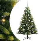 vidaXL Artificial Hinged Christmas Tree 150 LEDs, White Balls Green 150 cm