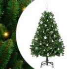 vidaXL Artificial Christmas Tree with Silver Balls Green 150 cm PVC and Metal