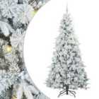 vidaXL Artificial Hinged Christmas Tree with White Balls Snow Flocked Green 210 cm PE and PVC