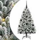 vidaXL Artificial Christmas Tree with Black Balls Green and White 120 cm PVC and Metal