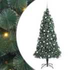 vidaXL Artificial Pre-lit Christmas Tree with White Ball Set Green 210 cm