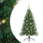 vidaXL Artificial Pre-lit Christmas Tree with Gold Balls Green 120 cm PVC