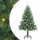 vidaXL Christmas Tree with 300 LEDs, White Balls with Stand Green 180 cm PVC