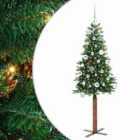 vidaXL Slim Christmas Tree with Silver Balls Green 150 cm PVC and Solid Pine wood