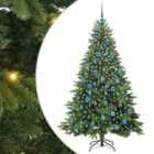 vidaXL Artificial Christmas Tree with 300 LEDs and Blue Balls Green 180 cm PE and PVC