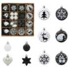 vidaXL Christmas Bauble Set 40 pcs Black and White