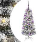 vidaXL Artificial Hinged Christmas Tree with Lilac Balls Green and white 120 cm