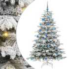 vidaXL Artificial Hinged Christmas Tree with Blue Balls White 180 cm PE and PVC