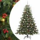 vidaXL Artificial Christmas Tree with LED Strip Lights, Pink Balls Green 180 cm