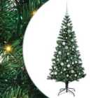 vidaXL Artificial Pre-lit Christmas Tree with White Balls Green 150 cm PVC and Metal