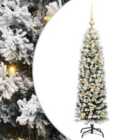 vidaXL Artificial Christmas Tree with 150 LEDs, Gold Balls with Stand Snow Flocked Green 150 cm