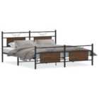 vidaXL Metal Bed Frame Without Mattress Brown Oak 180X200 cm Super King