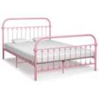 Vidaxl Bed Frame Pink Metal 140X200 Cm