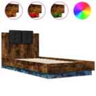vidaXL Bed Frame With Led Without Mattress Smoked Oak 90X190 cm Single