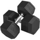 HOMCOM 40KG Rubber Hex Dumbbell Portable Hand Weights Home Gym