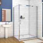AICA Bathrooms 1100x700mm Shower Enclosure Sliding Door+Side Panel+Stone Tray