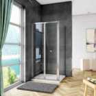 AICA Bathrooms 800x700mm Shower Enclosure Bifold Shower Door With Side Panel And Stone Tray