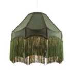 Happy Homewares Classic Forest Green Floral Jacquard Victorian Empire Pendant Shade