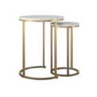 Nesting Tables In White Marble Look And Golden Frame