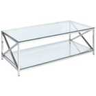Beliani Coffee Table AUDET Tempered Glass Silver