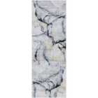 Livabliss Lyna Abstract Modern Marble Dark Blue Runner Rug (80 x 220 cm)