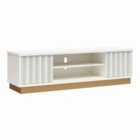 Rene Modern Scallop Tvstand Whitebronze