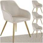 tectake Marilyn Velvet Chair, Taupe/Gold, Set of 4
