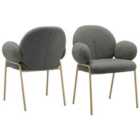 Iwama D.chair 2Pk Dark Grey Teddy Fabric