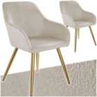 tectake Marilyn Velvet Chair, Taupe/Gold, Set of 2