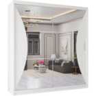 Sliding Wardrobes 4U LTD Modern Sliding Wardrobe With Curved Mirror Adjustable Shelves & Hanging Rails For Bedroom Storage Wardrobe - (White,150Cm)