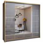 Sliding Wardrobes 4U LTD Manali 2 Or 3 Door High Gloss Sliding Door Wardrobe - Bedroom Cabinet With Mirror (Grey, 203Cm)