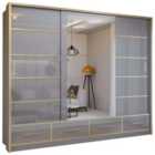 Sliding Wardrobes 4U LTD Manali 2 Or 3 Door High Gloss Sliding Door Wardrobe - Bedroom Cabinet With Mirror (Grey, 253Cm)