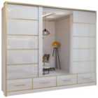 Sliding Wardrobes 4U LTD Manali 2 Or 3 Door High Gloss Sliding Door Wardrobe - Bedroom Cabinet With Mirror (White, 253Cm)