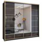 Sliding Wardrobes 4U Ltd Manali 2 Or 3 Door High Gloss Sliding Door Wardrobe - Bedroom Cabinet With Mirror (black, 203Cm)