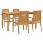 vidaXL 5 Piece Garden Dining Set Solid Wood Teak